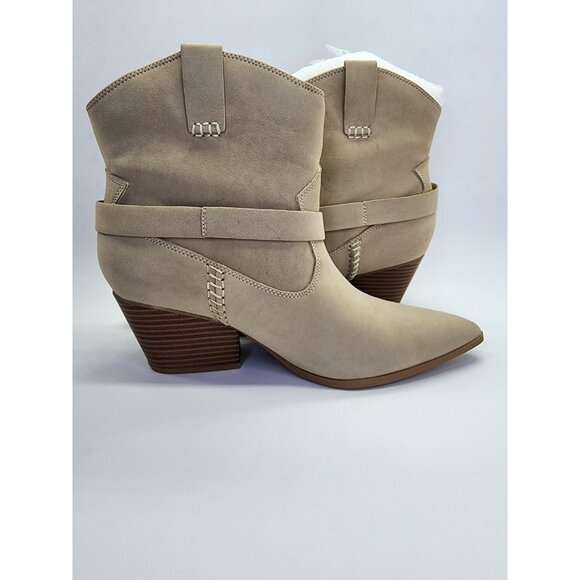 Mia Clement Womens Western Bootie Size 10M Tan Stacked Heel Rustic Slip-On - Picture 7 of 15